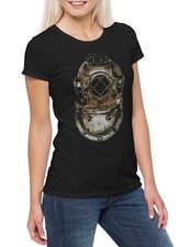 Diver Helmet Damen T-Shirt Taucher Nautical Tattoo Tauchschule Tauchlehrer