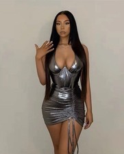 Sexy Minikleid Damen Wetlook