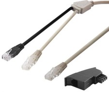 3m Telefon Y Kabel DSL 2x RJ45 auf RJ45 + TAE Adapter für Fritzbox Router