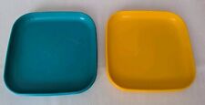 Tupperware 2 quadratische Picknick-Teller,Serviertabletts,gelb+grün,Rarität,gebr