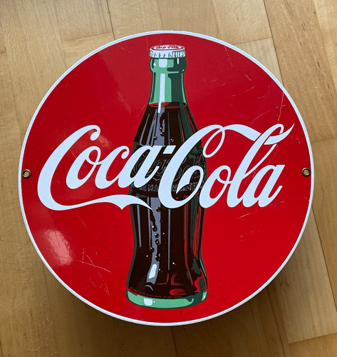 Coca cola rundes metallschild - coca-cola,
