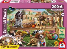 200 Teile Schmidt Spiele Kinder Puzzle Gartenpicknick für Hund und Katze 56534