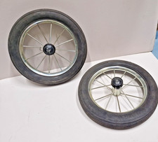 2 Vintage Kinderwagen Räder Vollgummi Vollgummiräder 21/22cm Speichenräder Retro