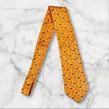 Hermes silk tie orange animal