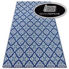 Moderne SISAL Teppich "COLOR" Blau WeißFlach webart Blumen Einfach zu säubern