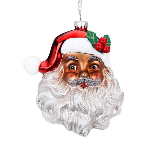Weihnachtsmann kopf glas - kopf, 13cm
