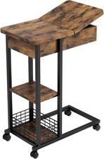 C-Form Beistelltisch Couchtisch Sofatisch mit Rollen Wohnzimmer Kaffeetisch