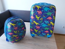 Kinderkofferreiseset,Trolley mit Rucksack,buntes Dinomuster,sehr gut erhalten