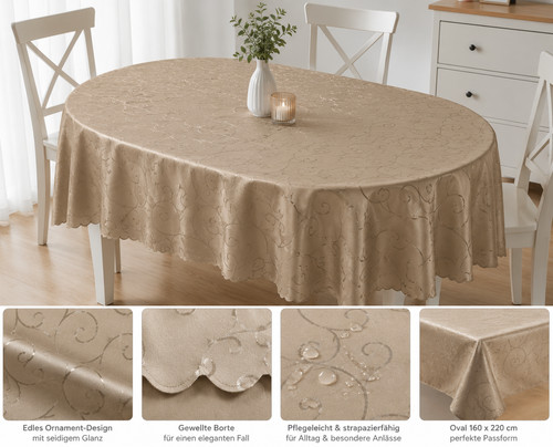 Tischdecke oval 160x220 - 160x220, cm