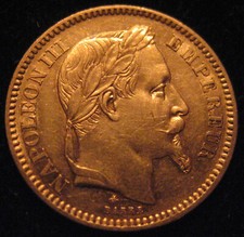 MDS FRANKREICH 20 FRANCS 1864 A "NAPOLEON III.", GOLD  #36