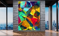 WANDBILDER ALURAHMEN ABSTRAKT BILD XXL 150x200 WOHNZIMMER KUNST MOSAIK BUNT