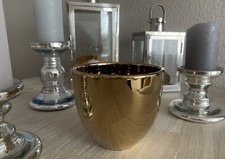 Keramik Blumentopf Übertopf Goldfarben Ø15x H15cm Garten Topf Landhausstil NP29€