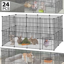 24x Haustierzaun Freigehege Kaninchen Welpenauslauf Katzenkäfig Laufstall Tür