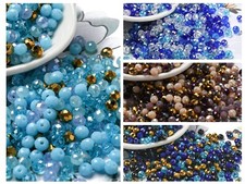 facettierte Glasperlen 200-400 Kristall Perlen 4mm Mix basteln Rondell DIY rund