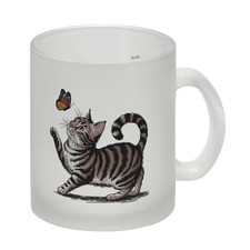 Katze mit schmetterling glas - schmetterling,