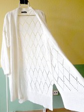 Styleboom weiss Strickjacke Langjacke Mantel Rautenmuster Gr:M