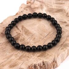 Jet | Gagat schwarzer Bernstein Ø 6 mm Kugel Edelstein Armband flexibel dehnbar