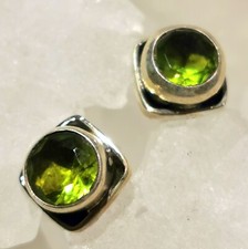 Ohrringe, Ohrstecker mit Peridot, 925er Silber - Olivin - Grün - facettiert