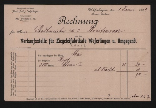 Weferlingen rechnung 1904 - weferlingen,,