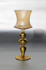 Murano filigraner Glaspokal, Blattgoldauflage, H. ~ 22cm, ~ 100g, ~ Vintage