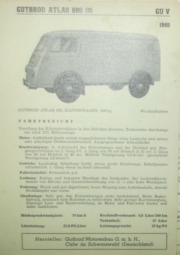 Gutbrod atlas 800 1949 - *,