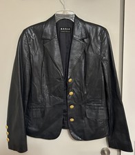 Echtleder-Damen-Blazer, schwarz mit goldenen Knöpfen, Größe 38, v. Walter