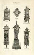 Uhren & Uhrwerke Regulator Standuhr Tischuhr antike Grafik Holzstich ca. 1892