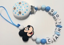 Schnullerkette mit  Namen?Holz?Junge?Mickey Mouse Kopf