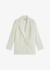 Neu Blazer mit Spitzeneinsatz Gr. 38 Elfenbein Damen Longblazer Casualjacke