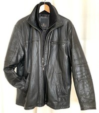 Milestone Italy Lederjacke Herren Gr. 52 L Schwarz Weiches Echtleder