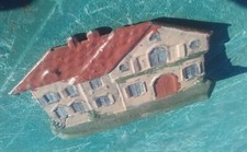 ZINNFIGUR ZINN BAUERNHAUS FINKA FACHWERK HAUS HOF BEMALT 50er VINTAGE RAR 7805b