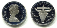 1 Dollar Kanada 1982 Silber  "Büffelkopf"