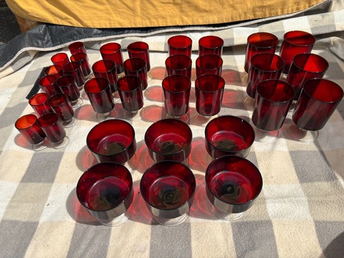 Vintage luminarc ruby red - vintage,