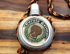 Alte Feldflasche, um 1900, Parole Heimat, Regiment 24, Menden, Glas, Zinn, rar