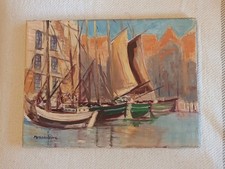 Ölgemälde Hafen Schiffe-