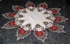 Tischdecke Weihnachten Rund Plauener Spitze Mitteldecke Spitzentischdecke 85 cm