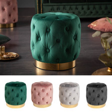 Sitzpouf MODERN BAROCK 37cm rund FARBWAHL Samt Sitzhocker Chesterfield Polster