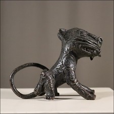 68958) Kleiner Bronze Leopard Kamerun Afrika AFRIKANISCHE KUNST