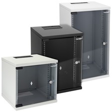 HMF Serverschrank Netzwerkschrank 10 Zoll Rack Wandgehäuse Glastür 6HE 9HE 12HE