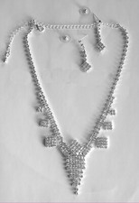 Strass-Set Hochzeitsschmuck Brautkette Hochzeitskette mit Ohrringen  K33 NEU 