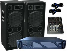 Komplett Set-9 Omnitronic Anlage  Musikanlage DJ 4000 Watt 4x30cm Subwoofer