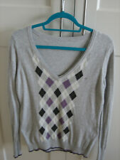 Strickpullovern mit V-Ausschnitt mit Rautenmuster von Esprit grau M / 38