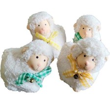 Deko Schafe 4 Stück 10cm flauschig süß Ostern Lamm weiß Dekoration Set Osterdeko