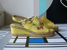 Sandalen Bast Plateau Schuhe gelb Gr 39 Sommer 70er TRUE VINTAGE 70s sandals NOS