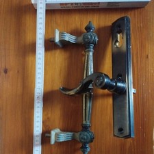 antiker alt Eingangs-Türbeschlag Türgriff Türgarnitur Stoß Griff Messing