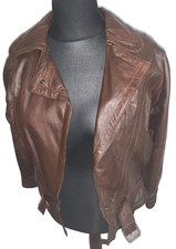 JACKE-BIKER Style-echt LEDER-schräge Taschen, Gürtel, Innentasche Gr. 42
