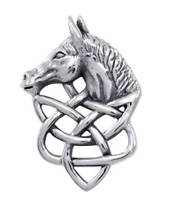 Peter Stone 925 Silber Pferdekopf Anhänger Pferd keltische Knoten Krafttier Band