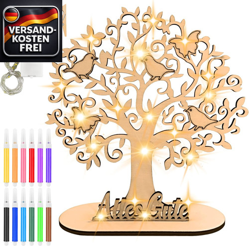 Geldbaum holz mit led - geldbaum,