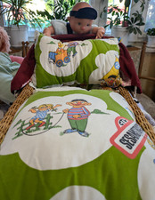 Sesamstraße Ernie & Bert - 5-tlg.- Kissen Set - Puppenbett Puppenwagen Garnitur 