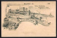 Vorläufer-Lithographie Düsseldorf, 1895, Villa Golzheim von Rob. Ploum, Aussena 